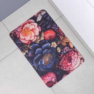 Коврик для дома Доляна Black Flowers, влаговпитывающий, 40x60 см