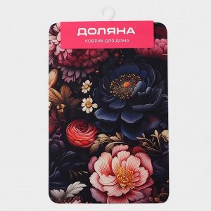 Коврик для дома Доляна Black Flowers, влаговпитывающий, 40x60 см