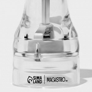 Мельница для специй Magistro Glace, 13.9 см, 30 мл, керамический механизм, акрил, прозрачная