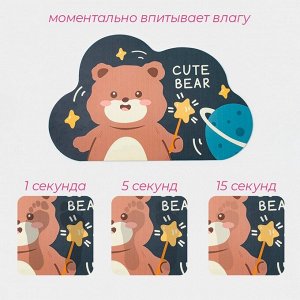Коврик диатомитовый Доляна Cute Bear, влаговпитывающий, 49x78 см, серый