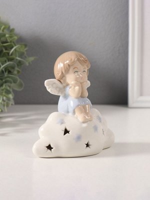 Фигурка светящаяся «Малыш-ангел в голубом на облачке», керамика, 5.5x12x11 см