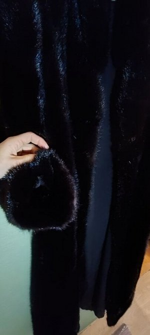 Длинная норковая шуба черный бриллиант