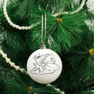Новогоднее ёлочное украшение под роспись «Снеговик» размер шара 6 см