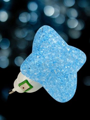 Светильник-ночник. Выключатель на корпусе, DTL-309-Звездочка/BLUE/1LED/0,1W