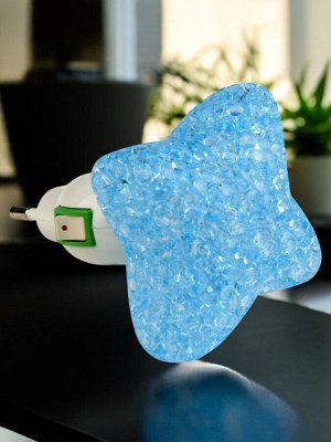 Светильник-ночник. Выключатель на корпусе, DTL-309-Звездочка/BLUE/1LED/0,1W