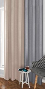 Готовая штора SOFT цвет: серый/беж. Размеры: 160 (80+80) ширина х 270 высота, на универсальной шторной ленте