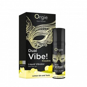 Съедобный гель с вибрацией Orgie DUAL VIBE! со вкусом коктейля LEMON GIN AND TONIC 15мл