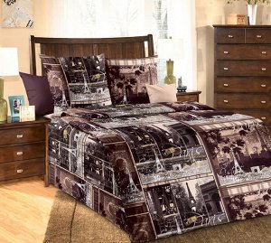 Комплект постельного белья 1,5-спальный, бязь "Люкс" (Парижские тайны, коричневый)