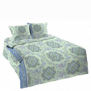 Комплект постельного белья 1,5-спальный, бязь Шуйская ГОСТ (Восточные узоры, зеленый)