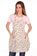 Фартук кухонный, полулен, два кармана (Лаванда)