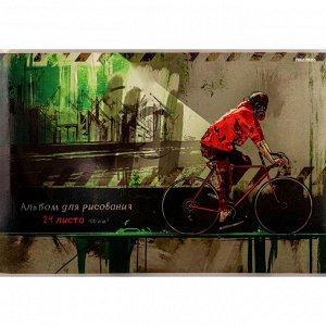 Альбом для рисования А4, 24л. Проф-Пресс, скрепка, целлюлозный картон, твин-лак, блок офсет, 100г/м2, "На фоне города"