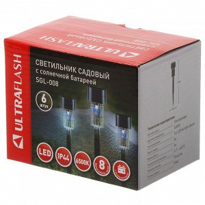 Набор светильников садовых Ultraflash, SGL-008, на солнечной батарее, грунтовый, 6 шт