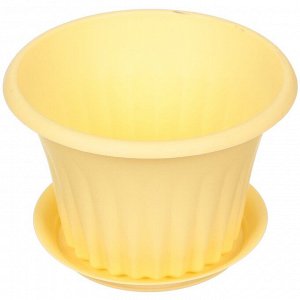 Горшок для цветов пластик, 1 л, 16х11 см, банановый, Idea, Кэрол, М 3155
