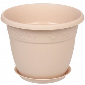 Горшок для цветов пластик, 1.4 л, 16х12.5 см, латте, Idea, Рябина, М 3053