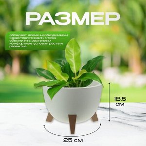 Кашпо пластик, 4.2 л, 25х18.5 см, белый ротанг, Idea, Флориан, М 3186