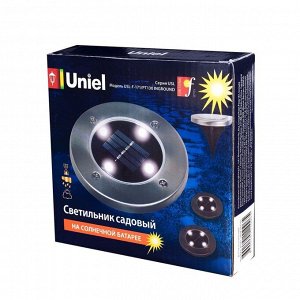 Фонарь садовый Uniel, Inground USL-F-171/PT130, на солнечной батарее, наземный, 4*0.06 Вт, металл, 12х13 см