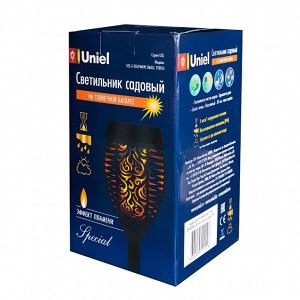 Фонарь садовый Uniel, Small Torch-1 USL-S-183/PM490, на солнечной батарее, наземный, пластик, 9х49 см