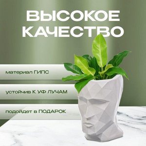 Кашпо гипс, 19х18 см, белое, Оскар, 395/4