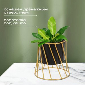 Кашпо металл, 1.5 л, 9.5х14х14 см, декоративное, черное, Y6-10465