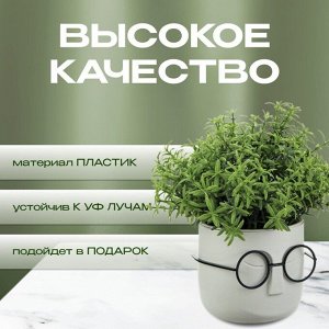 Кашпо пластик, 0.65 л, 11.5х10.5 см, со вставкой, белый ротанг, Idea, Стив, М 3079
