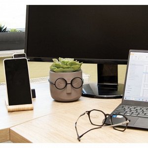 Кашпо пластик, 0.65 л, 11.5х10.5 см, со вставкой, французский серое, Idea, Стив, М 3079