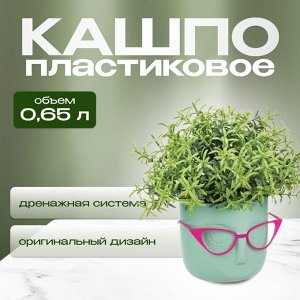 Кашпо пластик, 0.65 л, 11.5х10.5 см, со вставкой, фисташковое, Idea, Мари, М 3075