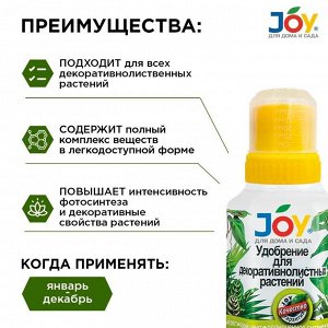 Удобрение для декоративнолистных растений, калийное, жидкость, 250 мл, Joy