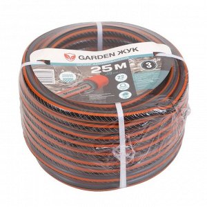Шланг поливочный, 3/4 '', внутренний d19 мм, 22 атм, армированный, 25 м, 3 слоя, Жук, Garden, ПВХ, 8890-00