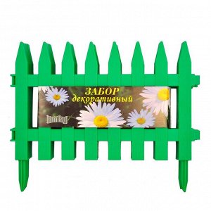 Забор декоративный пластмасса, Palisad, Частокол №1, 28х300 см, зеленый, ЗД01