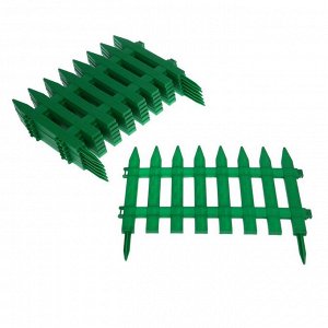 Забор декоративный пластмасса, Palisad, Частокол №1, 28х300 см, зеленый, ЗД01