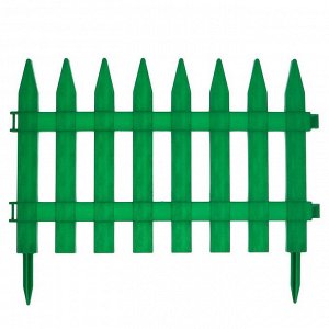 Забор декоративный пластмасса, Palisad, Частокол №1, 28х300 см, зеленый, ЗД01