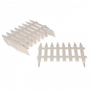 Забор декоративный пластмасса, Palisad, Частокол №1, 28х300 см, белый, ЗД01