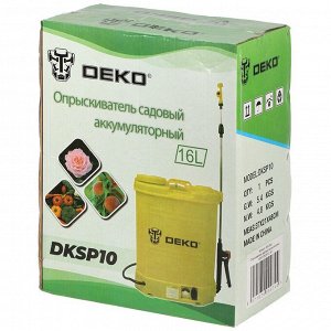 Опрыскиватель садовый работа от аккумулятора, Deko, 16 л, свинцово-кислотный, 8 А.ч, 12 В, пластик, ранцевый, DKSP10