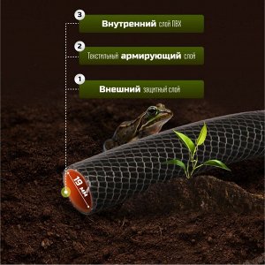 Шланг поливочный, 3/4 '', внутренний d19 мм, армированный, 25 м, 3 слоя, Plantic, Flex, ПВХ, 19001-01