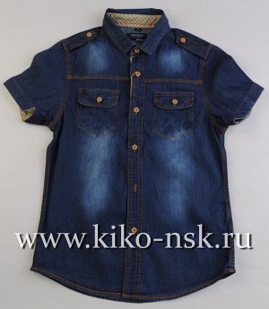 230035В(2-10) Рубашка джинсовая для мальчика-подростка