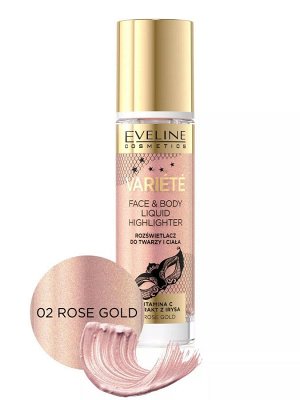 Шиммер жидкий для лица и тела с экстрактом ириса VARIETE, 02 ROSE GOLD 30мл