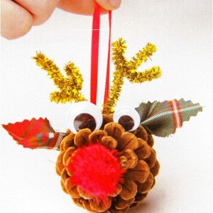 Набор для создания подвесной ёлочной игрушки из шишек «Оленята», набор 4 шт.