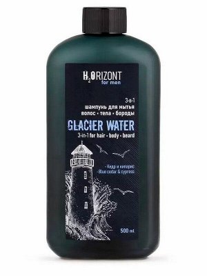 Шампунь-гель для волос, бороды и тела мужской Glaciar Water ежедневный уход  3 в 1 500мл