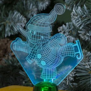 Подставка световая "Снеговик на коньках", 14.5х10.5 см, 1 LED, RGB микс