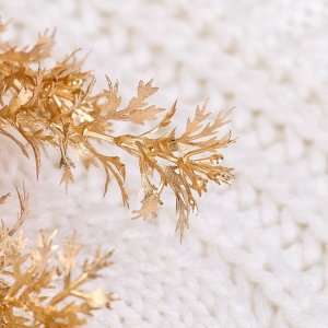 Цветы искусственные блеск "Пушистая веточка" 34 см, золото