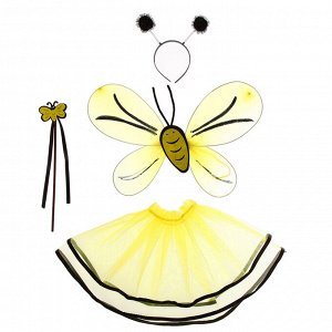 Карнавальный набор «Пчёлка», 4 предмета: юбка, крылья, ободок, жезл, 3-4 года
