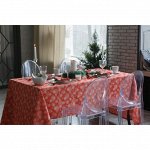 Столовый набор &quot;Этель&quot; Снежинки красные скатерть 150х150 см, салф. 40х40 см - 6 шт, хл.100%, ВМГО