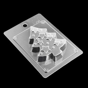 Пластиковая форма для мыла "Ель со звездами" 10х7,5х1,5 см