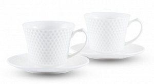 3894 GIPFEL Набор из 2 чайных пар BELMONTE (2 чашки по 160мл, 2 блюдца). Материал: керамика. Цвет: белый