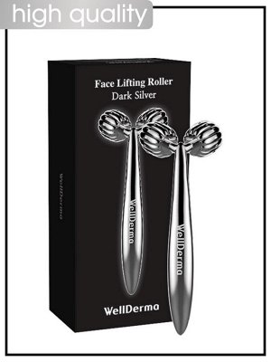 WellDerma Роликовый массажер для лица Face Lifting Dark Silver Roller, 1шт