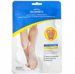 JIGOTT Увлажняющие отшелушивающие маска-носочки VITA SOLUTION 12 BRIGHTENING FOOT PEELING PACK, Южная Корея, 15мл