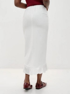 Юбка карандаш с разрезом и рюшей NEW COLLECTION. Цвет молочный