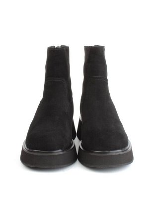 04-HJM397 BLACK Ботинки зимние женские (натуральная замша, натуральный мех)