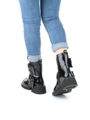 04-HSM710 BLACK Ботинки зимние женские (натуральная кожа, натуральный мех)