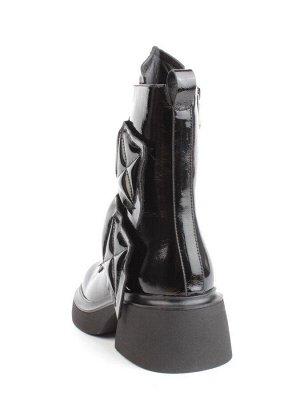 04-HSM710 BLACK Ботинки зимние женские (натуральная кожа, натуральный мех)